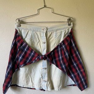 ***Light Denim Skirt with Flannel Wrap***